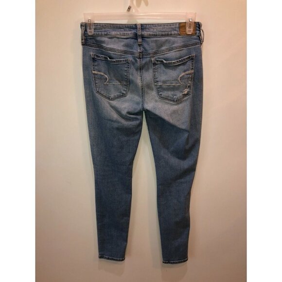 American Eagle Womens Size 6 Regular Light Wash Distressed Jegging Skinny Jeans - Picture 8 of 12